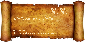 Módos Miklós névjegykártya