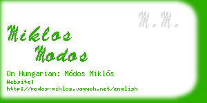 miklos modos business card