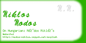 miklos modos business card